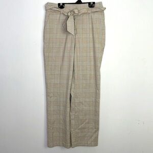 Plaid High-Waisted Pants with Belt
